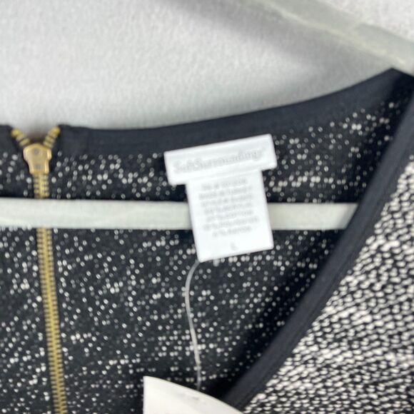 Soft Surroundings Knit Top Womens Large White Black Scoop Neck Marled Back Zip - Picture 4 of 12